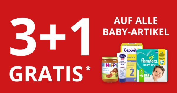 3+1 Aktion - 1 Gratis bei allen Baby Artikeln