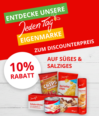 Jeden Tag Aktion - 10 Prozent Rabatt auf Süßes und Salziges