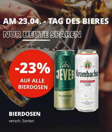 Tag des Bieres am 23.04. - 23% auf Bierdosen