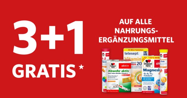 3+1 Gratis Aktion KW 41 - Auf alle Nahrungsergänzungsmittel 